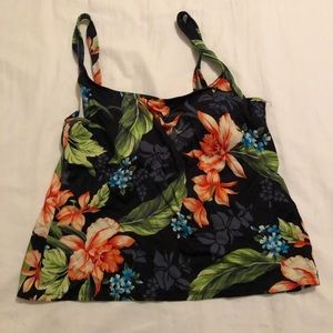 Black Floral Swimsuit Top